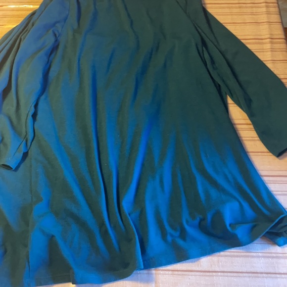 AGB SWEATER Cardigan blouse  TEAL CARDIGAN WITH WHITE INSERT MEDIUM - Picture 6 of 8